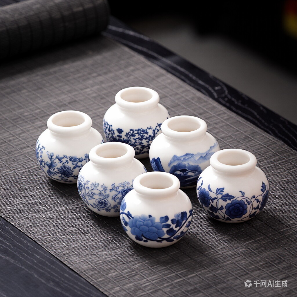 Mini small vase decoration, creative blue and white small jar, ceramic tabletop ornament