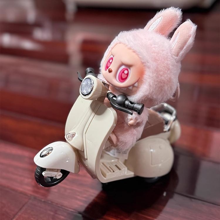 Labubu electric motorcycle toy with accessories can move, lift the front of the car, and turn