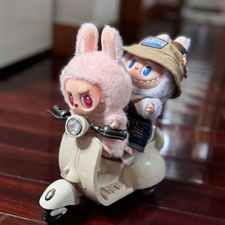 Labubu electric motorcycle toy with accessories can move, lift the front of the car, and turn
