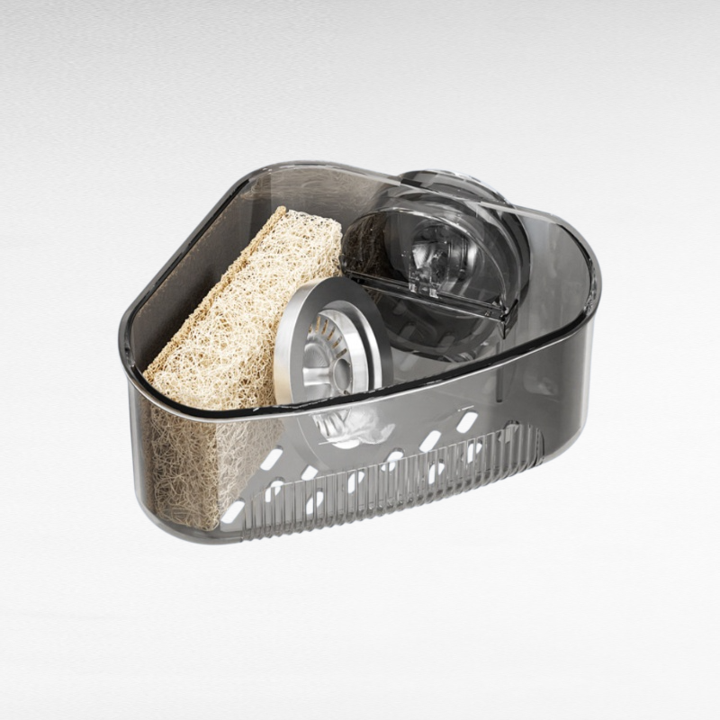 Corner sink with built-in shelf