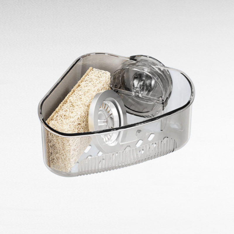 Corner sink with built-in shelf