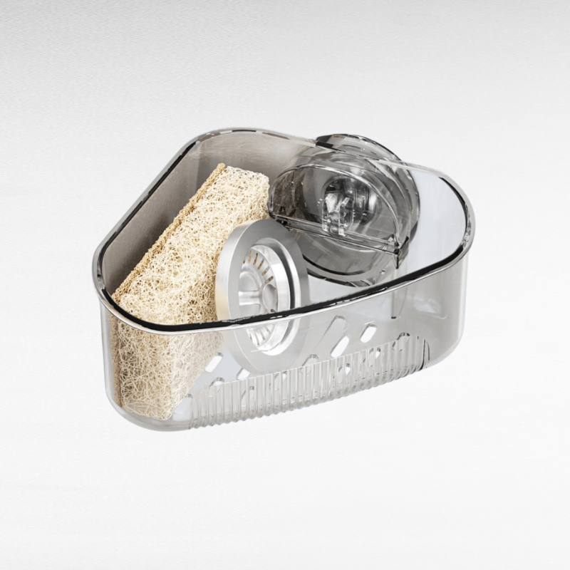 Corner sink with built-in shelf