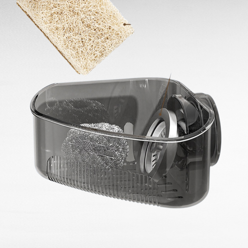 Corner sink with built-in shelf