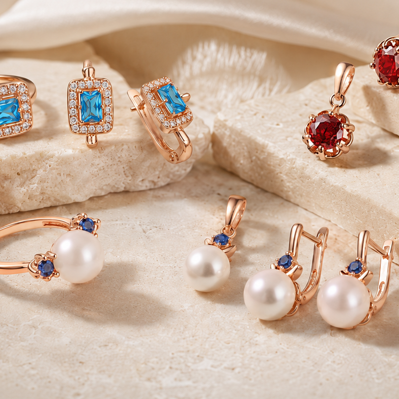 Schmuckset (Ohrringe, Ringe und Anhänger) von FJ Fallon Jewelry