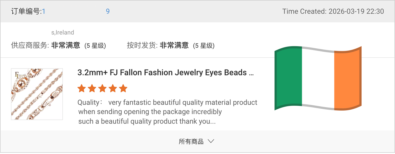 Ireland customer review for FJ Fallon Jewelry