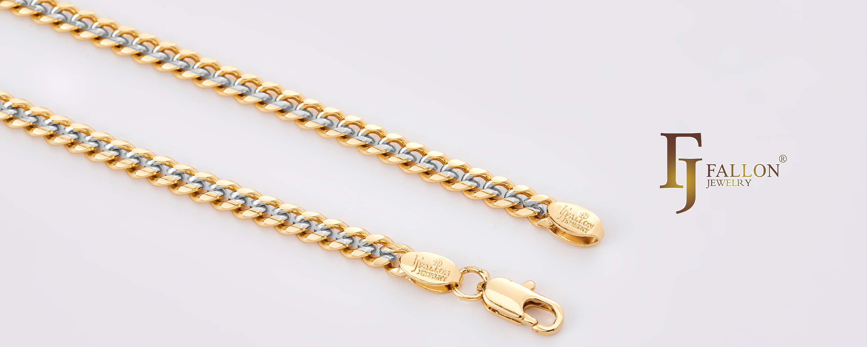 Kettenhalsketten (14 Karat Gold, zweifarbig) von FJ Fallon Jewelry