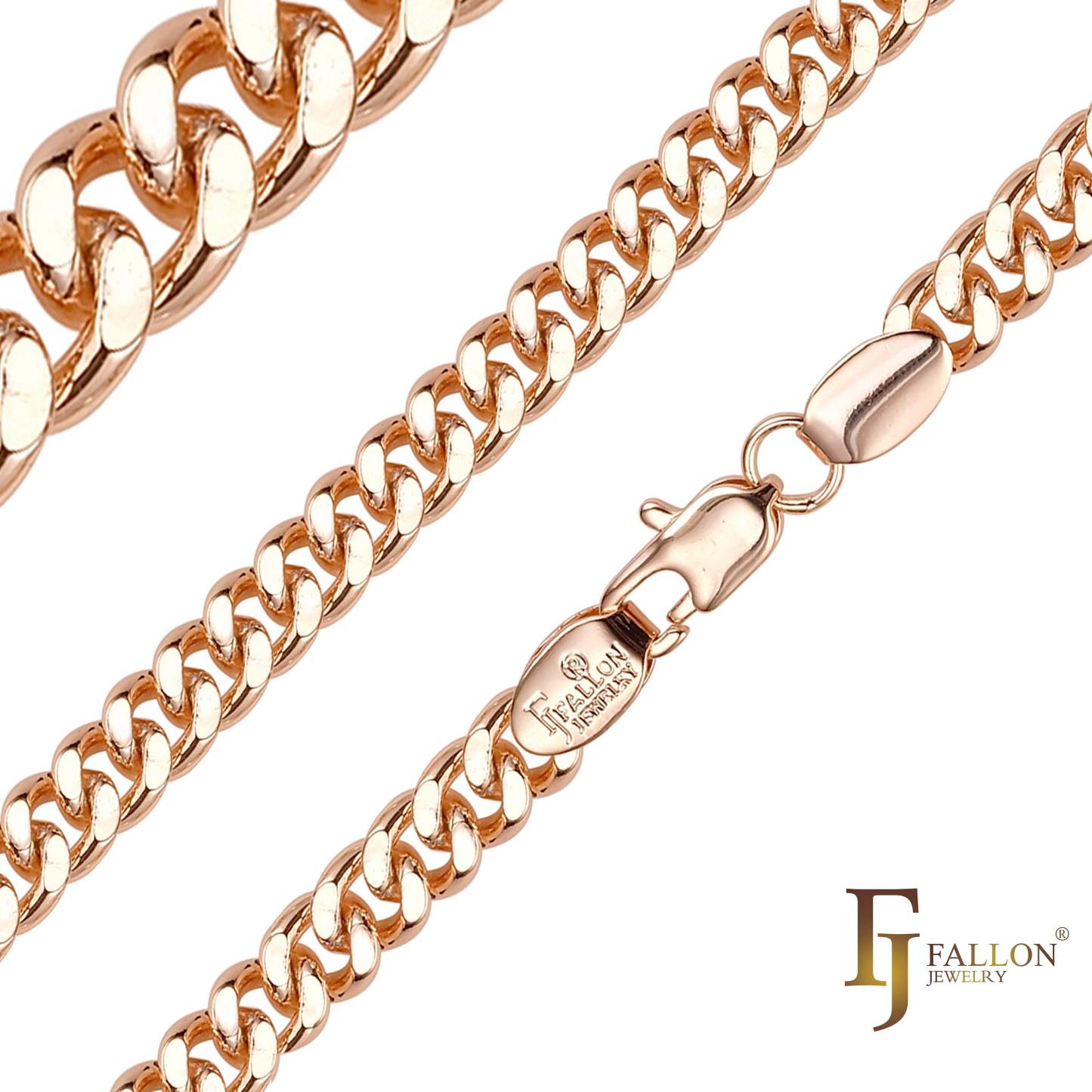 .Classic Miami Style Rose Gold, two tone Cuban chains RF-FJ Fallon Jewelry