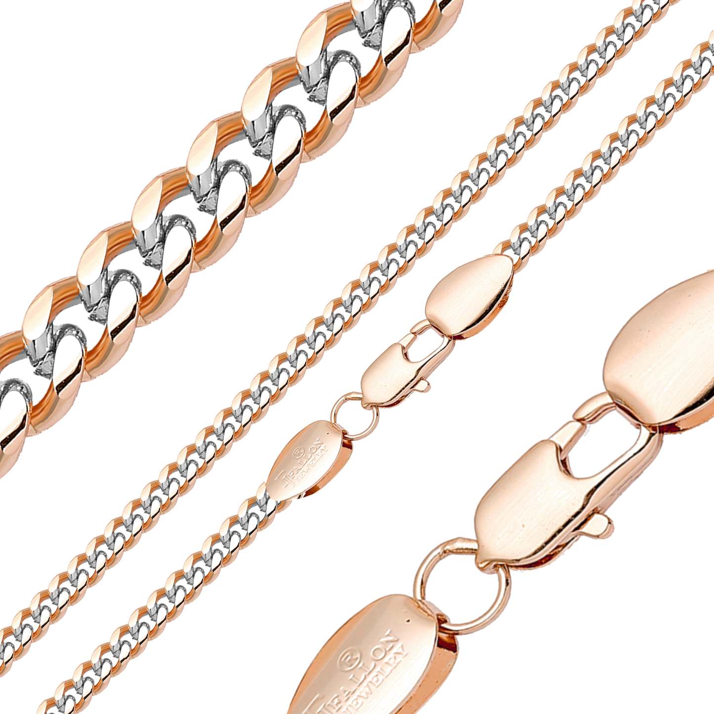 .Classic Miami Style Rose Gold, two tone Cuban chains RF-FJ Fallon Jewelry