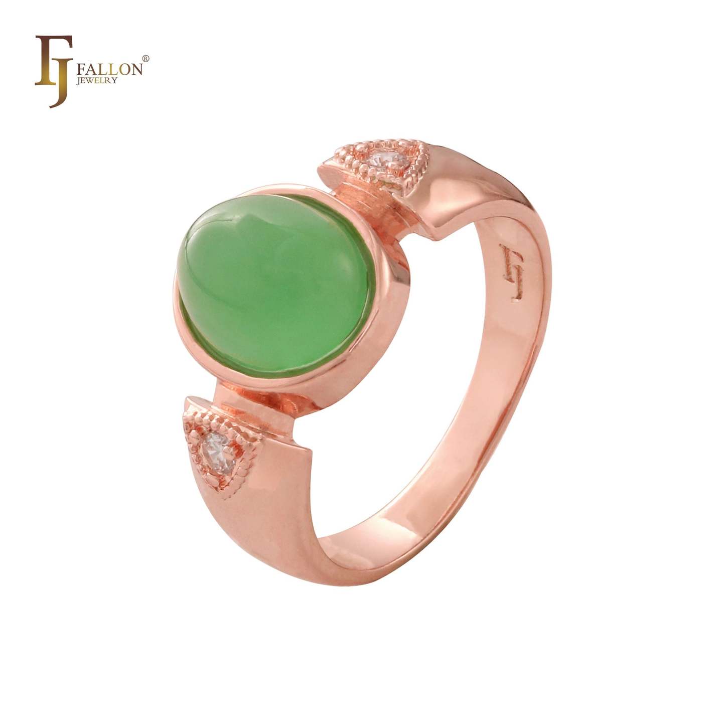 Rounded CZ Rose Gold, 14K Gold two tone solitaire rings-FJ Fallon Jewelry