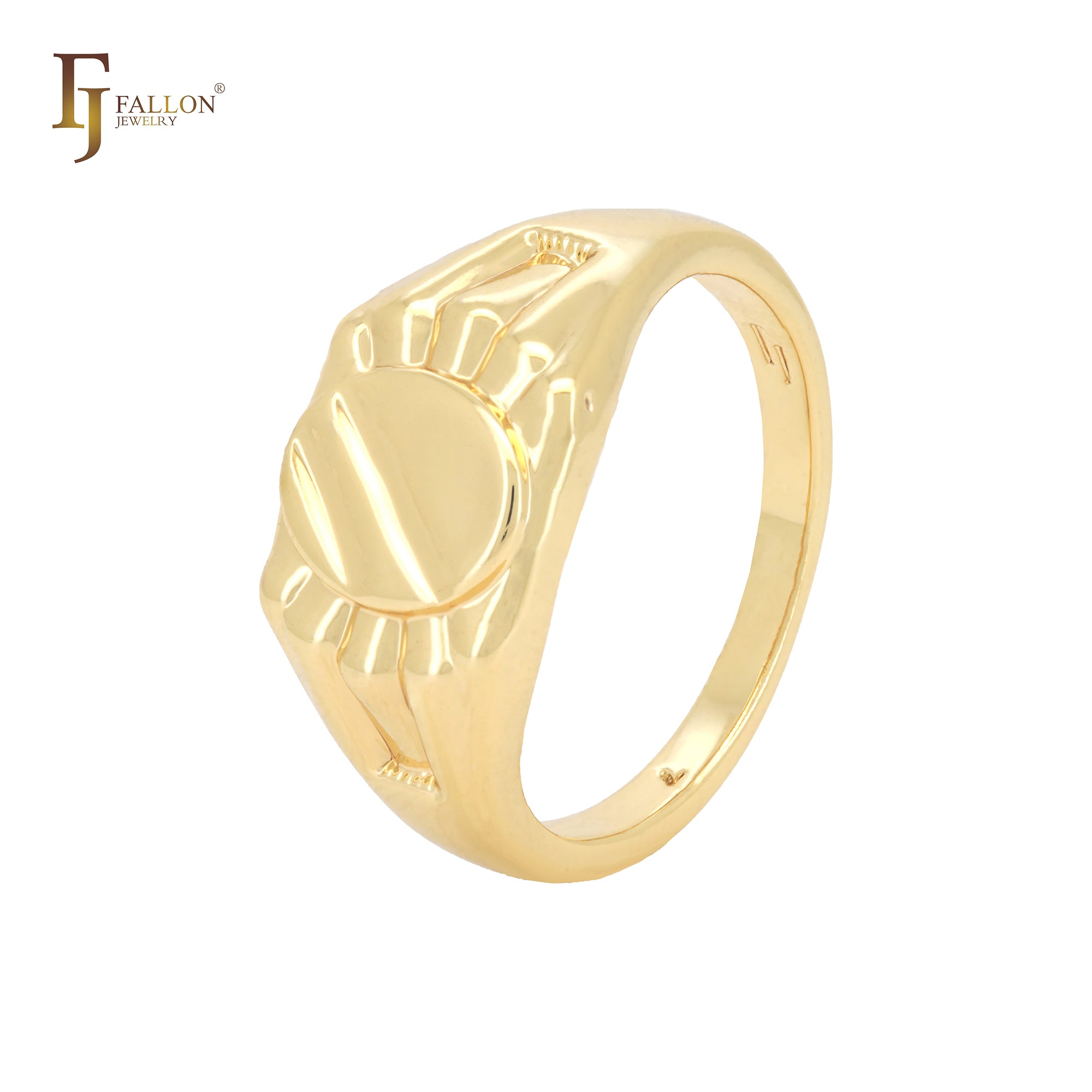 Circle signet Men's 14K Gold Rings-FJ Fallon Jewelry