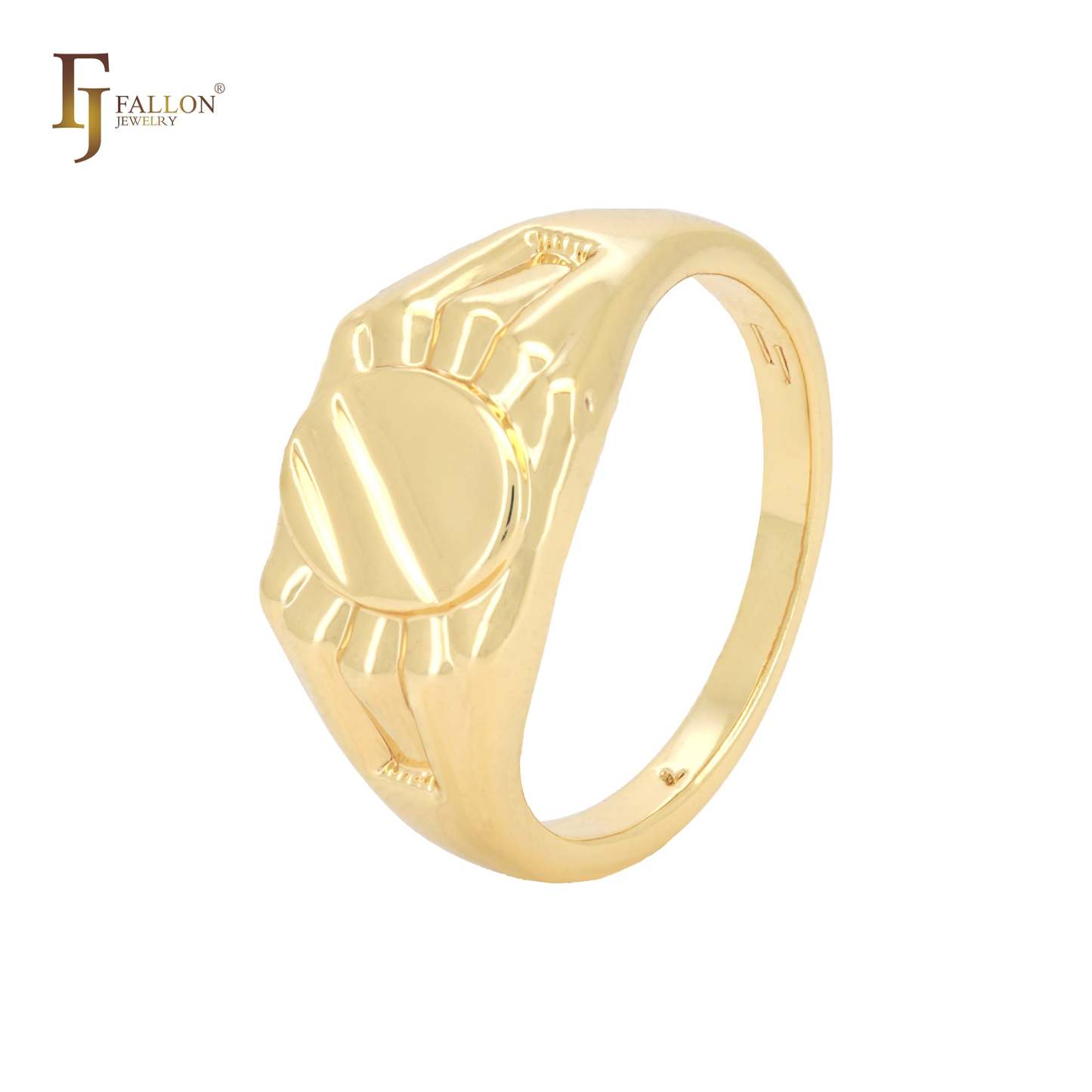 Circle signet Men's 14K Gold Rings-FJ Fallon Jewelry