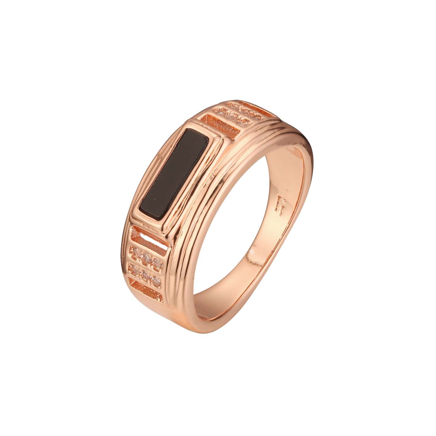Black oil painted Rose Gold men's signet rings-FJ Fallon Jewelry