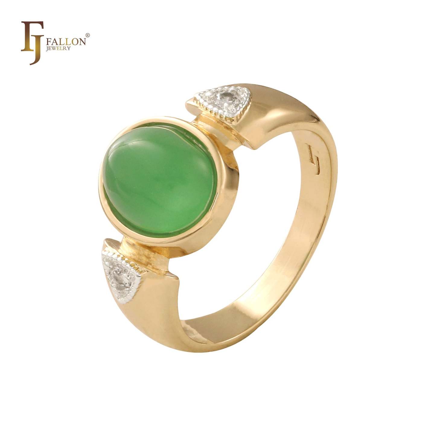 Rounded CZ Rose Gold, 14K Gold two tone solitaire rings-FJ Fallon Jewelry