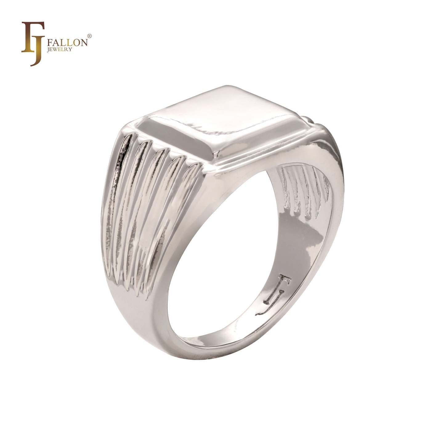 Signet flat Rose Gold men's Rings-FJ Fallon Jewelry