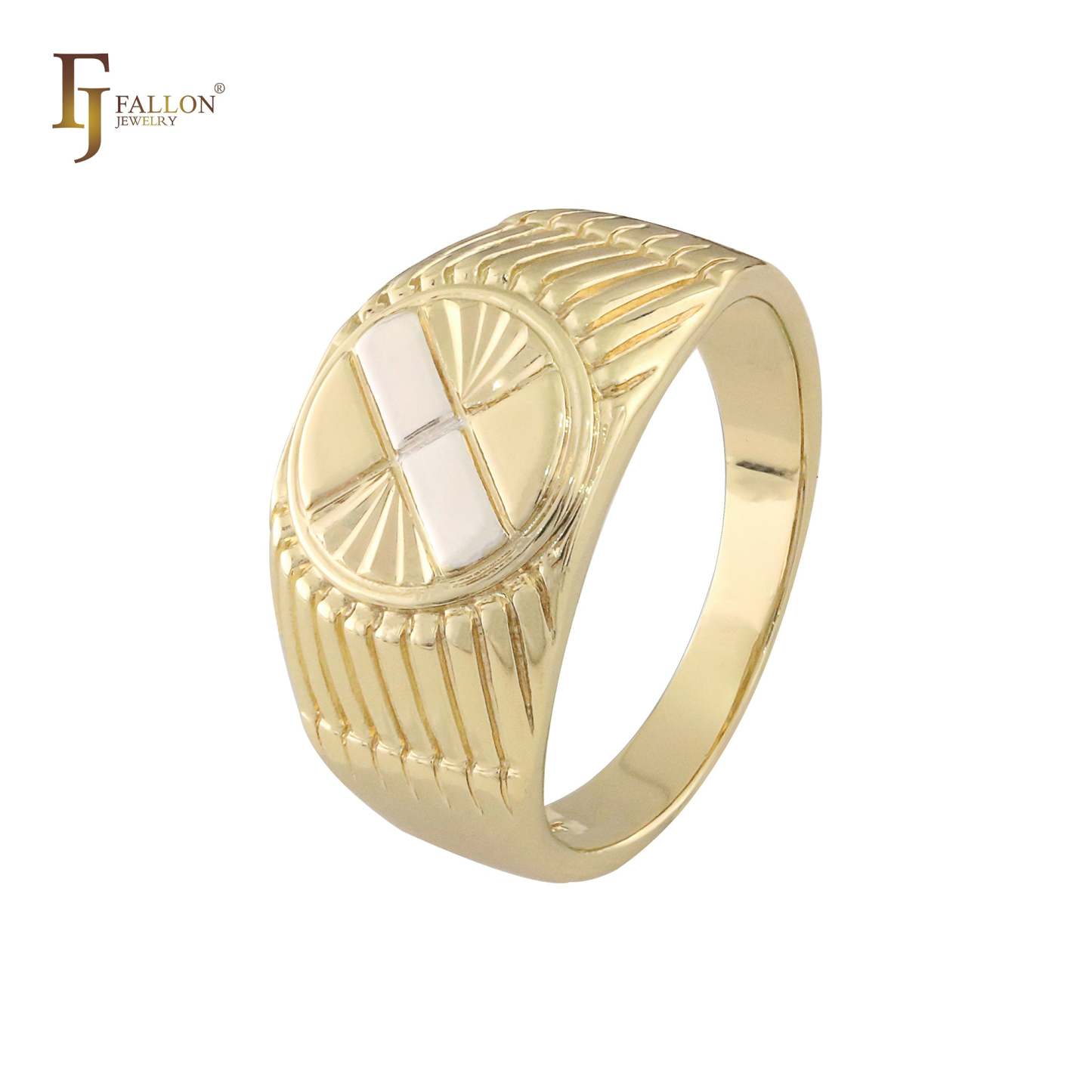 Men's Rings plated in 14K Gold two tone-FJ Fallon Jewelry
