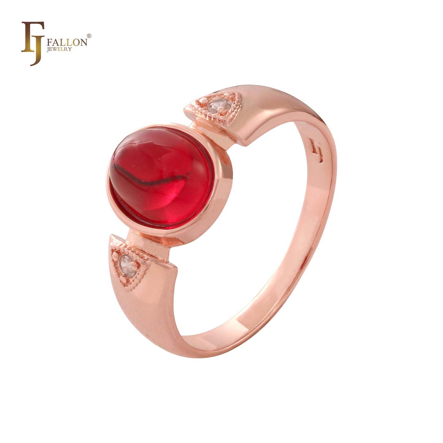 Rounded CZ Rose Gold, 14K Gold two tone solitaire rings-FJ Fallon Jewelry