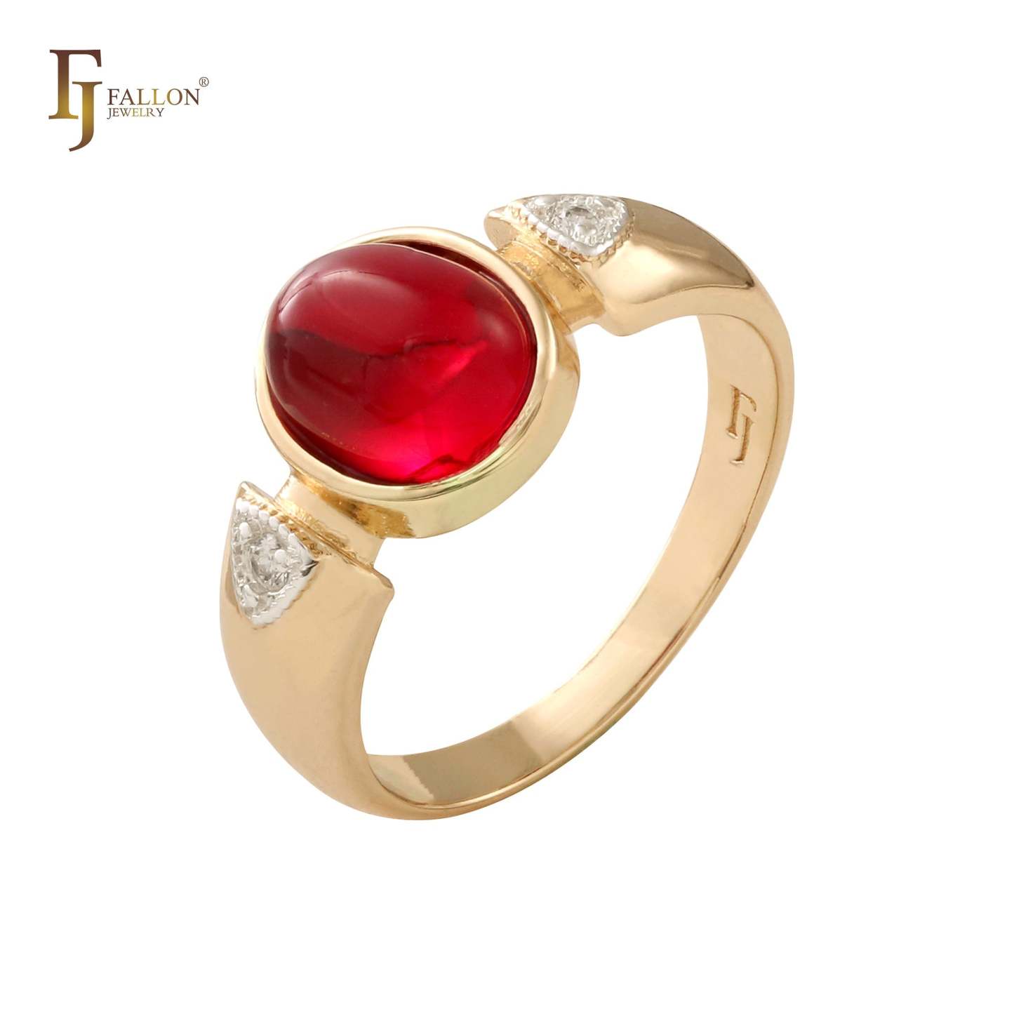 Rounded CZ Rose Gold, 14K Gold two tone solitaire rings-FJ Fallon Jewelry