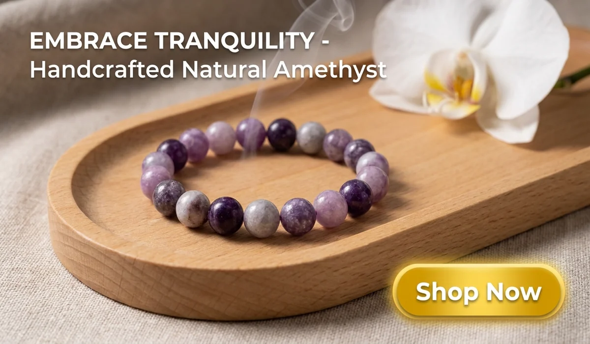 Natural Amethyst Bracelet for Inner Peace and Cognitive Clarity - Premium Beaded Jewelry with Shop Now Button for Holistic Wellness