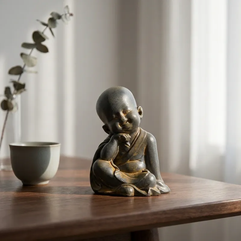Style 1 Iron Resin Monk Statue – Inner Peace, Mindful Serenity & Spiritual Protection