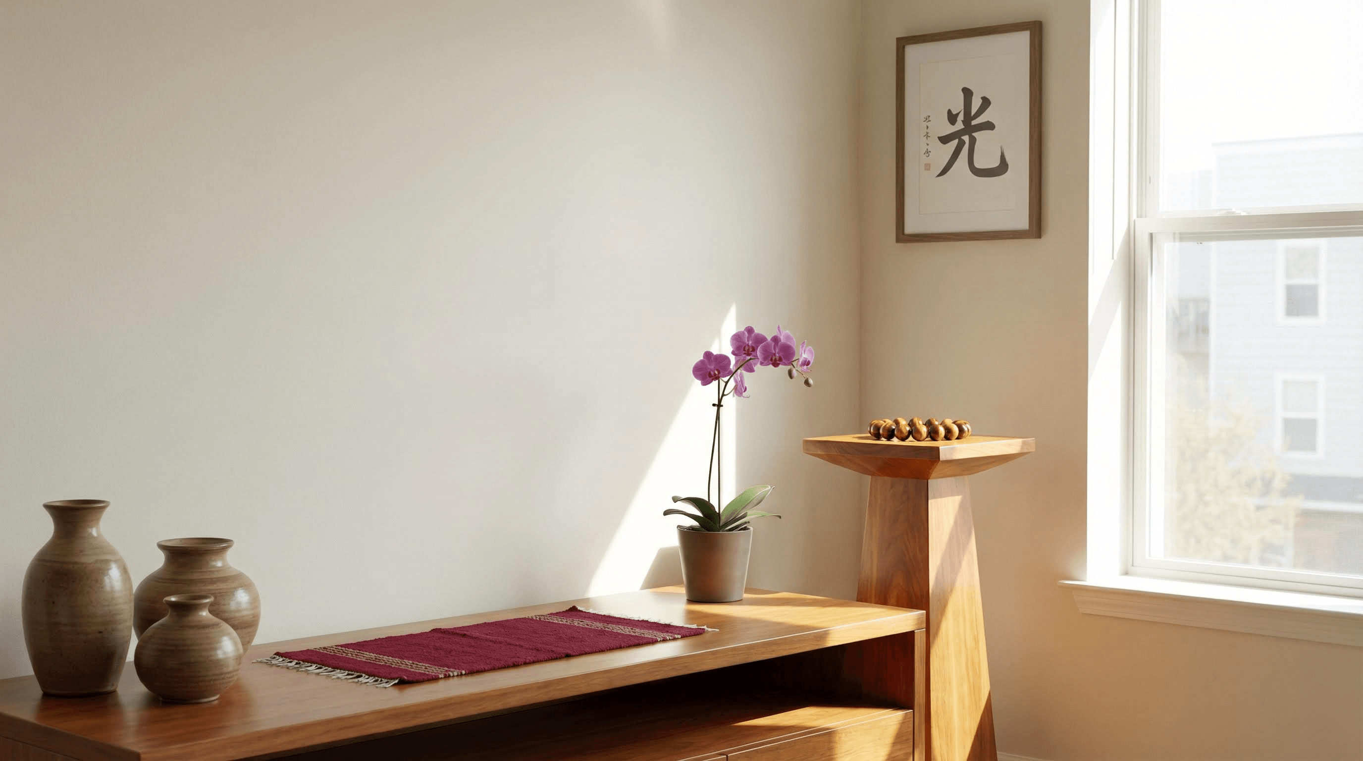 Serene Period 9 interior for Ox with Earth pottery and Tiger's Eye accents in the South sector