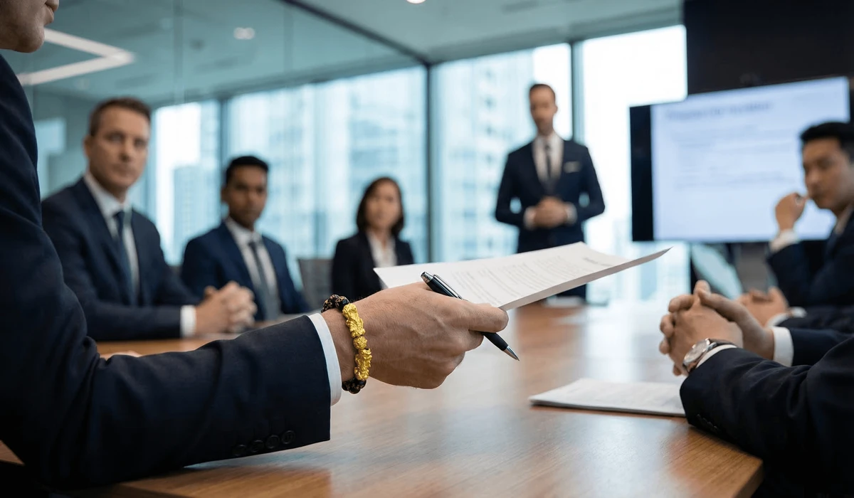 A dragon bracelet worn on the right hand to project leadership energy and professional influence according to Feng Shui principles.