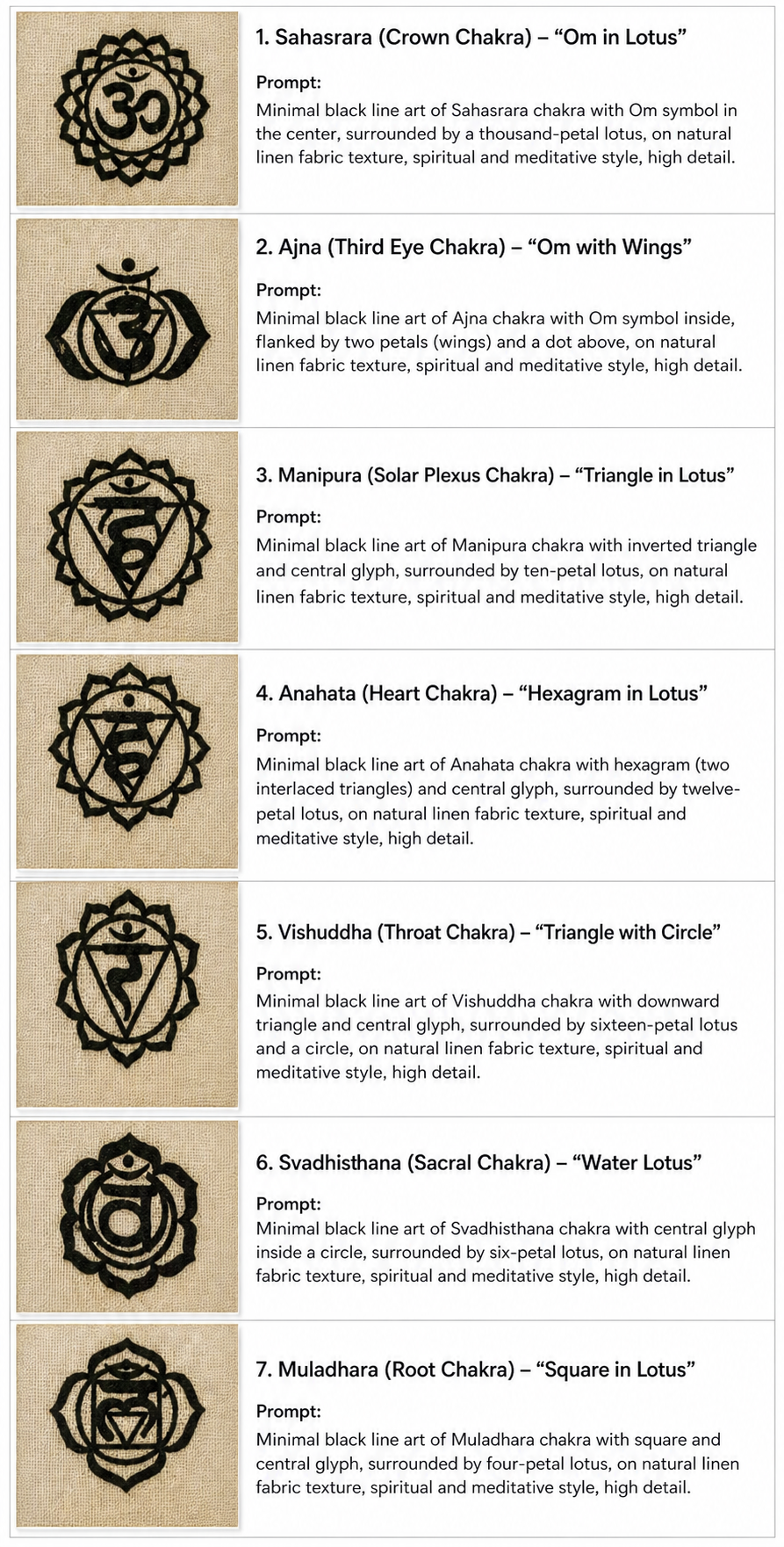 7 Chakra Symbols Art