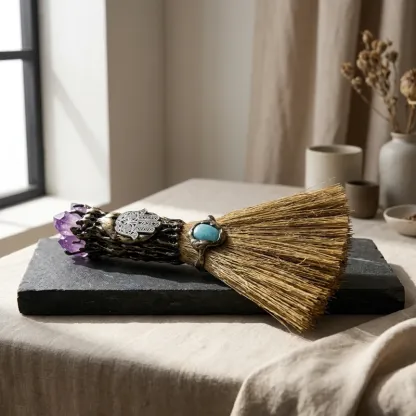 Amethyst Broom – Spiritual Wisdom, Protection & Negative Energy Clearing