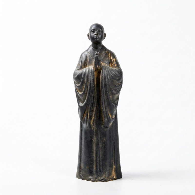 Natural Rust Iron Resin Monk Statuette for Inner Peace & Spiritual Serenity