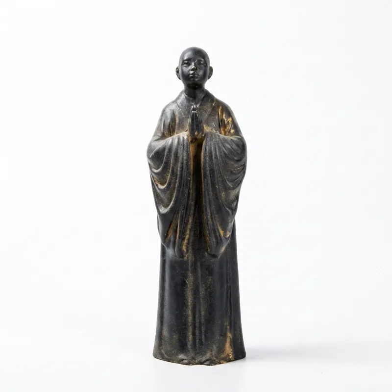 Natural Rust Iron Resin Monk Statuette for Inner Peace & Spiritual Serenity