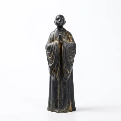 Natural Rust Iron Resin Monk Statuette for Inner Peace & Spiritual Serenity