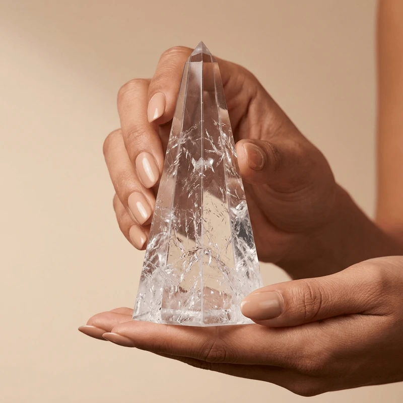 Clear Quartz Crystal Pyramid – Energy Cleansing, Mental Clarity & Spiritual Protection