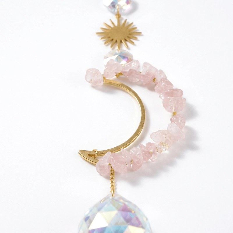 Rose Quartz Moon Sun Catcher for Infinite Love & Inner Peace