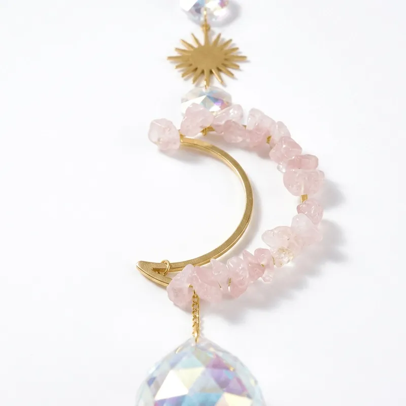 Rose Quartz Moon Sun Catcher for Infinite Love & Inner Peace