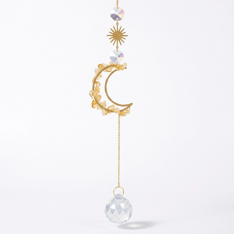 Citrine Citrine Moon & Sun Suncatcher – Manifesting Wealth, Success & Confidence
