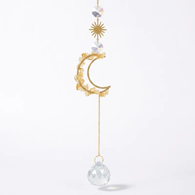 Citrine Citrine Moon & Sun Suncatcher – Manifesting Wealth, Success & Confidence