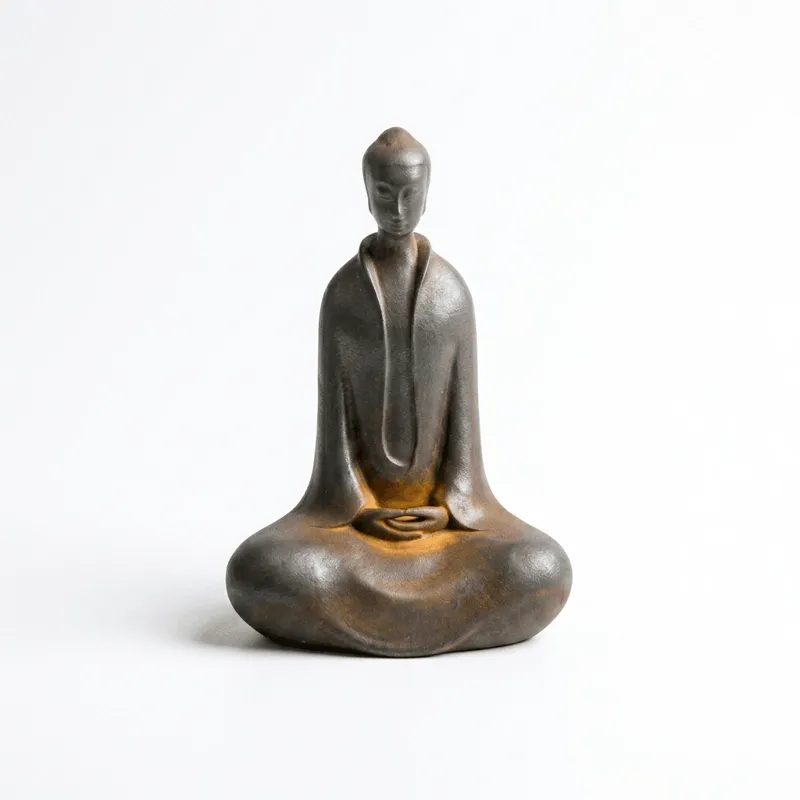 Natural Rust Iron & Resin Buddha Statue for Inner Peace & Zen Mindfulness