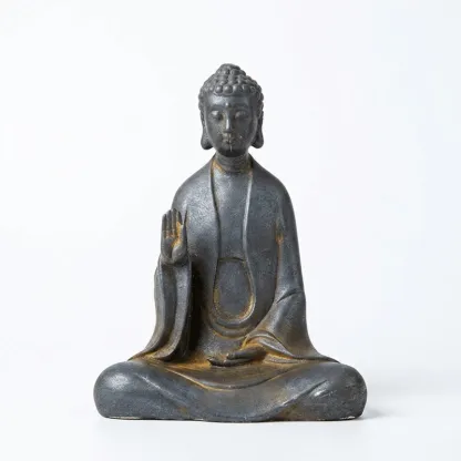 Natural Rust Iron & Resin Buddha Statue – Zen Serenity & Inner Peace