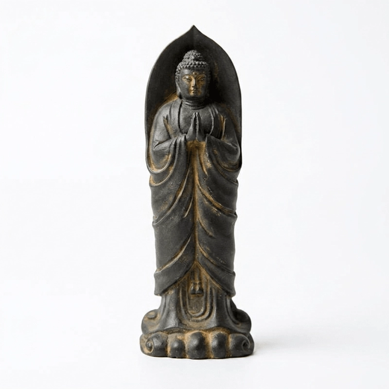 Natural Rust Iron Resin Buddha Statue – Zen Serenity & Spiritual Protection