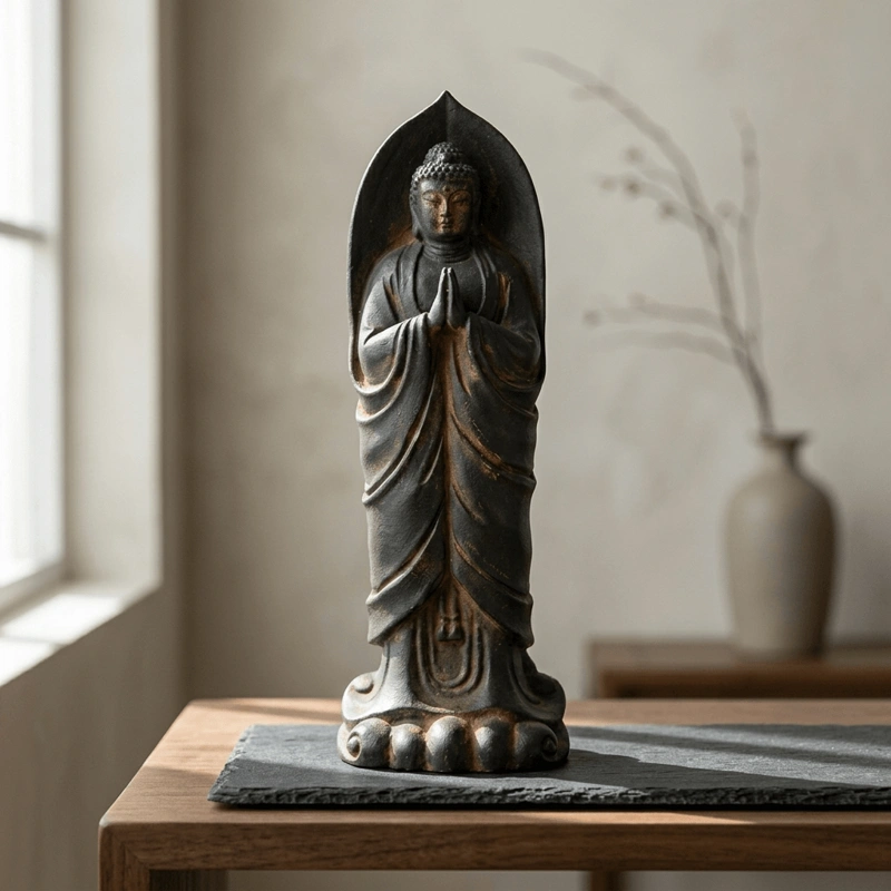 Natural Rust Iron Resin Buddha Statue – Zen Serenity & Spiritual Protection