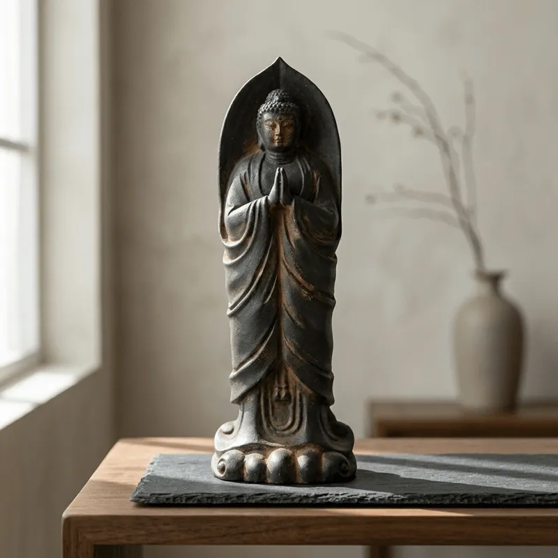 Natural Rust Iron Resin Buddha Statue – Zen Serenity & Spiritual Protection