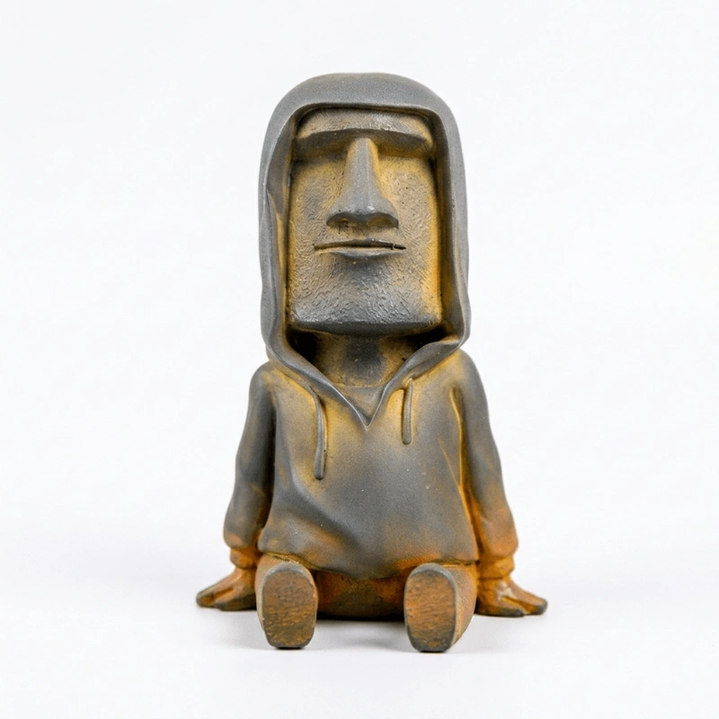 Natural Rust Iron Resin Moai Statue – Ancient Serenity & Artistic Heritage