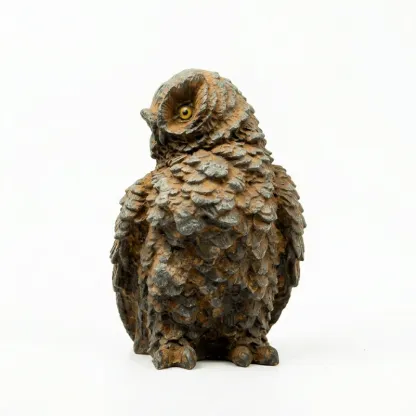 Natural Rust Iron & Resin Owl Figurine for Timeless Wisdom & Scholarly Elegance