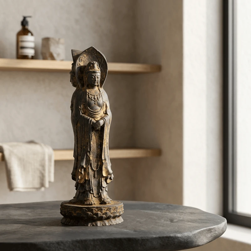 Natural Rust Iron Resin Guanyin Statue – Serenity, Protection & Inner Peace