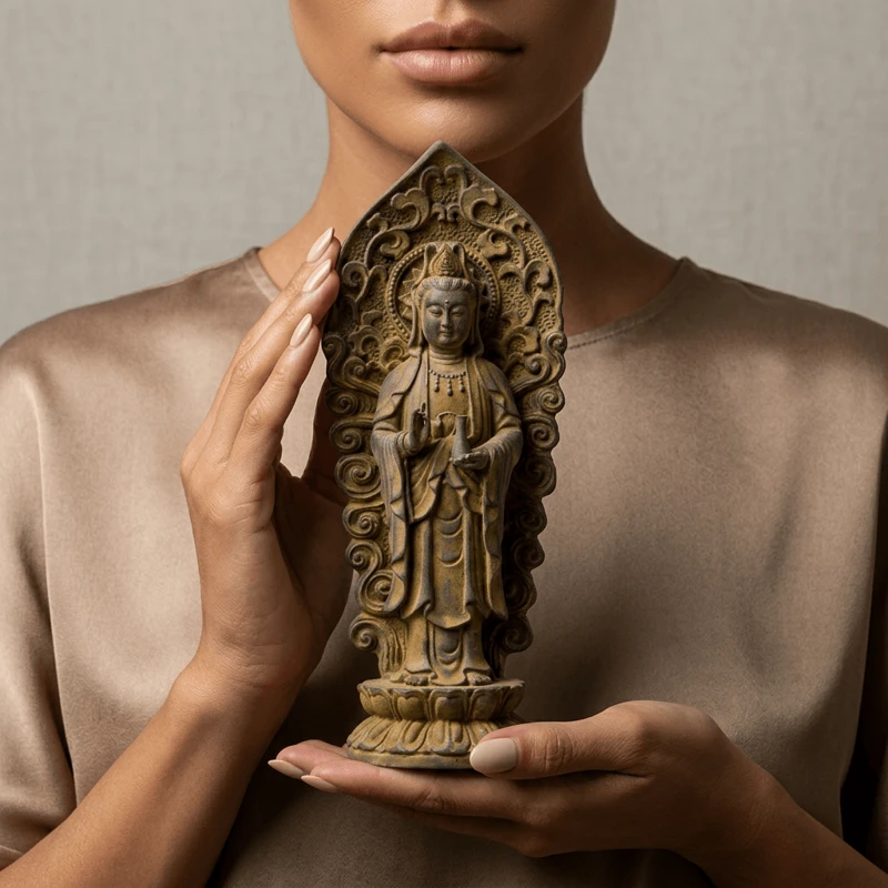 Bottle Style Iron Resin Guanyin Statue – Inner Peace, Protection & Zen Serenity