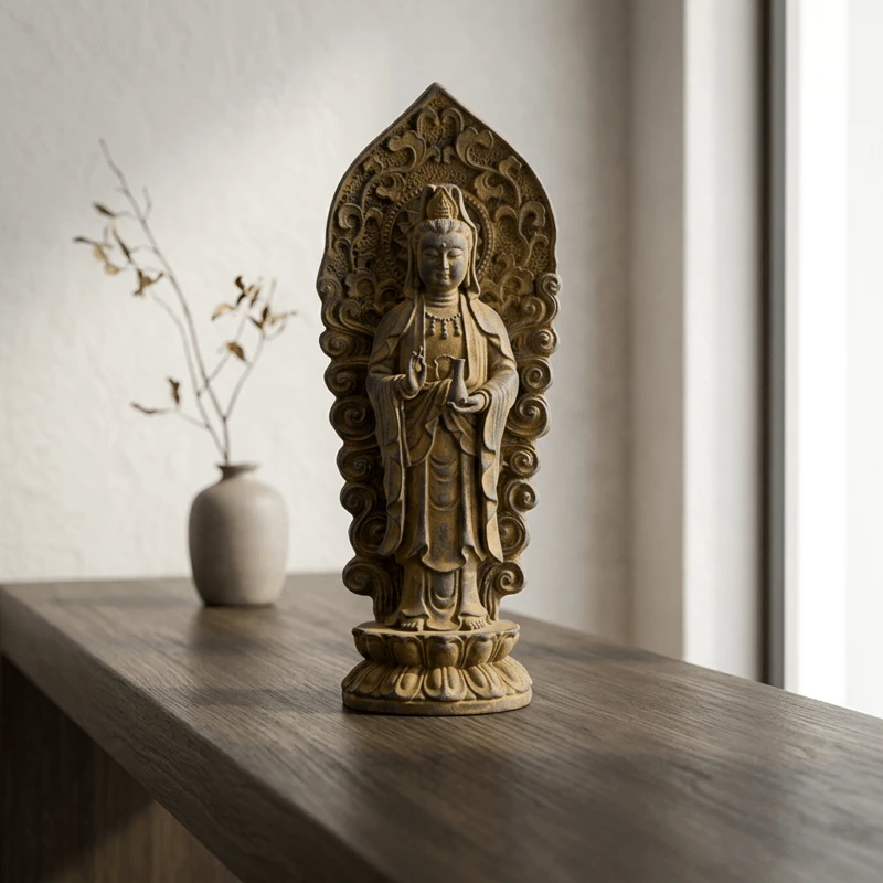 Bottle Style Iron Resin Guanyin Statue – Inner Peace, Protection & Zen Serenity