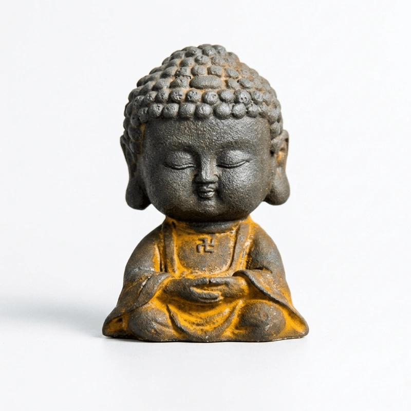 Meditating Little Buddha Iron Resin Zen Statue – Inner Peace, Mindfulness & Spiritual Serenity