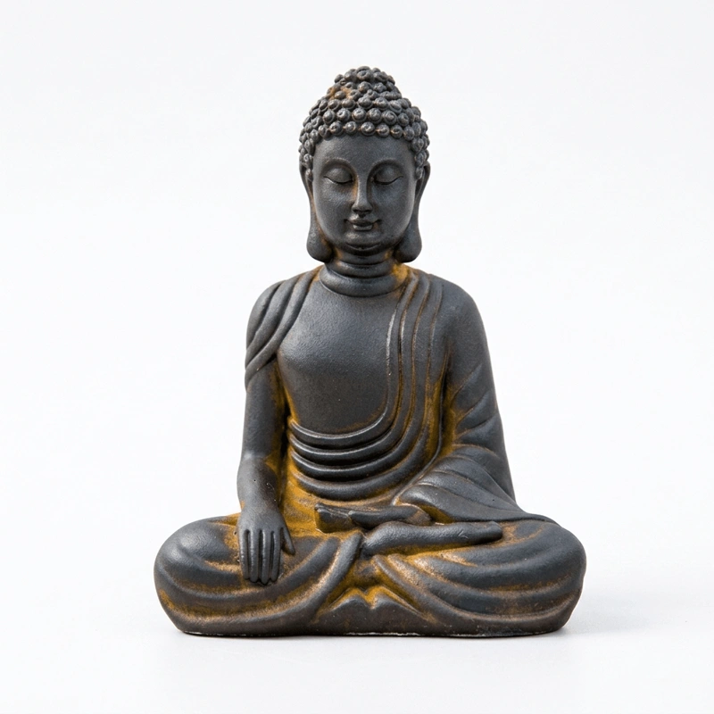 Natural Rust Iron-Resin Buddha Statue for Inner Peace & Spiritual Protection