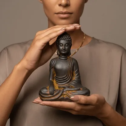 Natural Rust Iron-Resin Buddha Statue for Inner Peace & Spiritual Protection