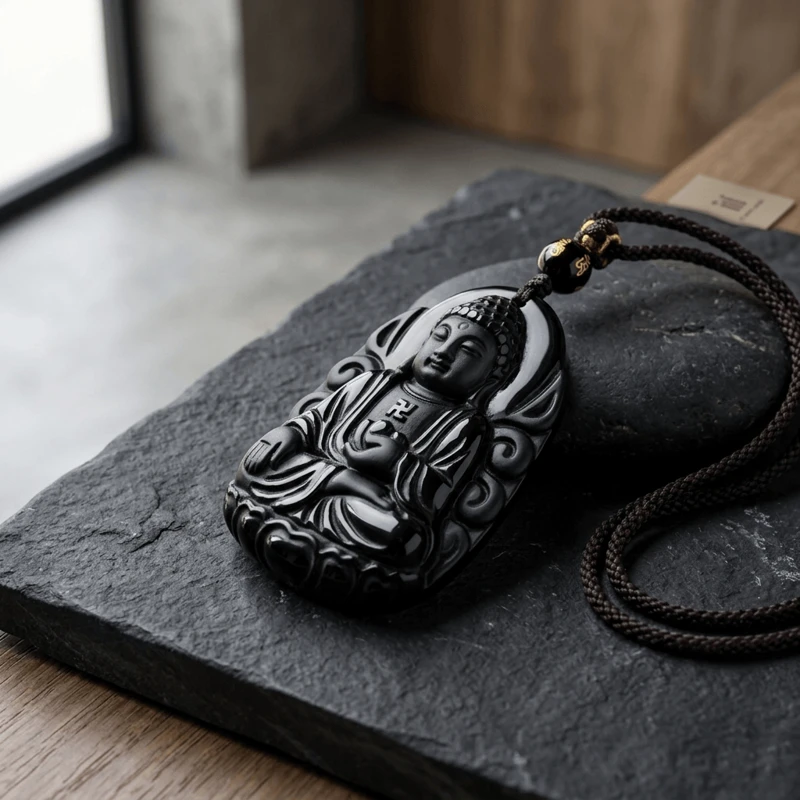 Obsidian Buddha Pendant – Protection, Healing & Inner Peace
