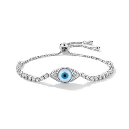 Blue Zircon & Copper Evil Eye Bracelet – Protection, Positive Energy & Good Luck